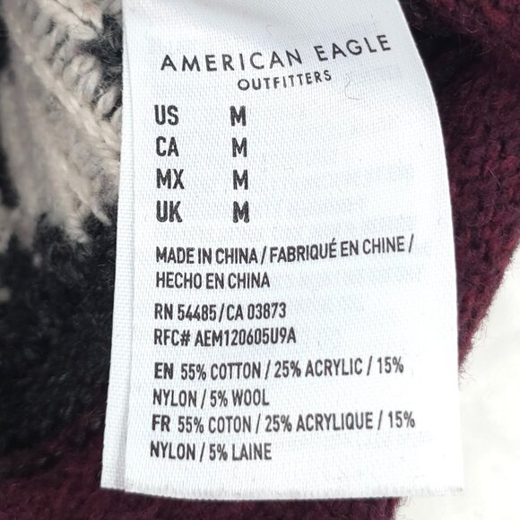 AMERICAN EAGLE Sweater Men's SIZE MEDIUM Aztec Multicolor Knitted Shawl Collar.. - Picture 15 of 16